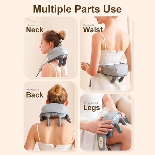 Color Beige Neck & Shoulder Massager, Portable Shiatsu Electric Back and Neck Massager with Heat, Thera Pexa Neck Massager for Pain Relief Deep Tissue, Back Massager with Heat (Beige)