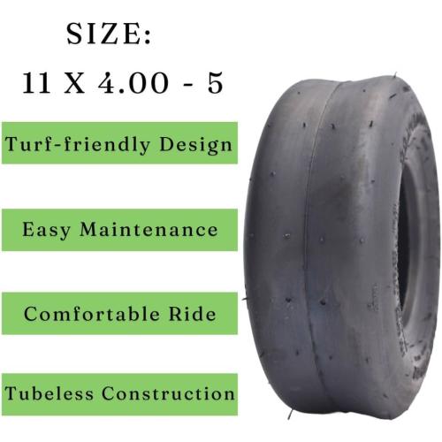 Dayrim 11x4.00-5 Zero Turn Lawn Mower Tires - Set of 2, Smooth Riding, Turf-Friendly 4-Ply Tubeless Lawn & Garden Tires, Replacement for Lawn Mowers