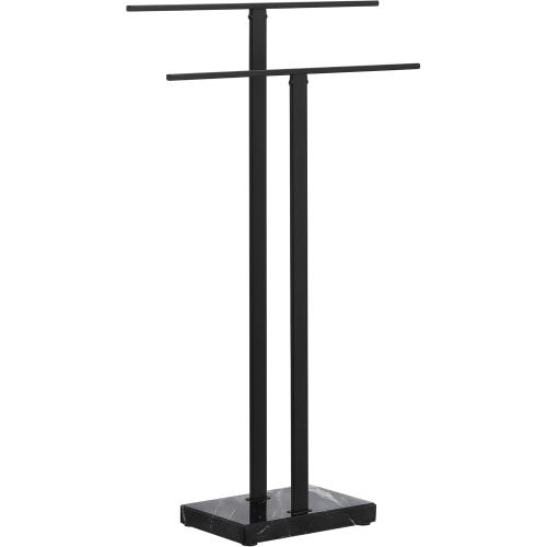 KES Standing Towel Rack with Black Natural Marble Base, 2-Tier Towel Rack Stand for Bathroom Floor, Bath Towel Holder Fits Bath Towel & Hand Towel,18/8 Stainless Steel, BTH217-BBK