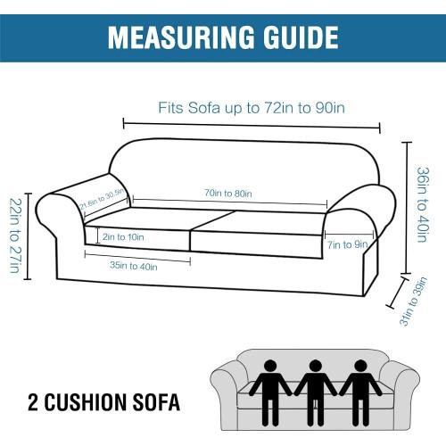 H.VERSAILTEX Real Velvet Plush 3 Piece Stretch Sofa Covers Couch Covers for 2 Cushion Couch Sofa Slipcovers Width Up to 90 Inch Feature Thick Soft Stay in Place (Large Sofa, Ivory)