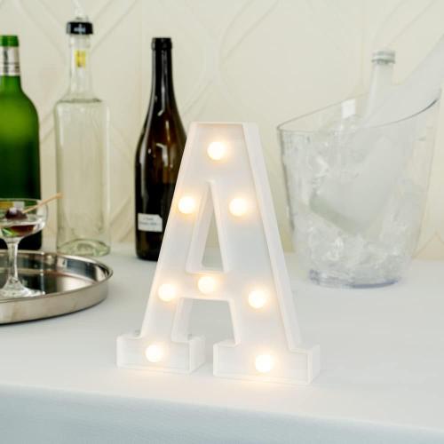 Restaurantware Illumify 6.9 x 1.2 x 8.7 Inch Light Up Letter 1 Durable Marquee LED Light - Letter A Touchproof White Plastic Party Light Keyhole Slot For Parties Weddings Or Special Events