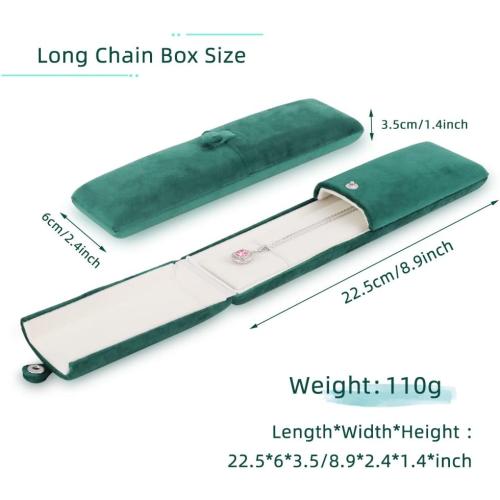 iSuperb Long Chain Box Velvet Necklace Pendant Jewelry Gift Box Necklace Bracelet Jewelry Packaging Boxes for Wedding Engagment Proposal