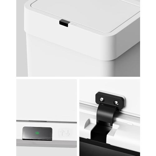 Cesun Bathroom Trash Can with Lid, 4 Gallon Motion Sensor Garbage Can Automatic Touchless Trash Cans, Slim Plastic Smart Waste Basket for Bedroom, Office, Living Room, White