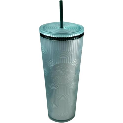 Starbucks Spring Collection 2024 Soft Touch Green Scales Tumbler Cup Drink with Straw, 24oz