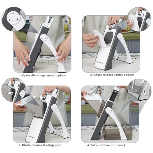 SupMaKin Safe Mandoline Slicer Plus for Kitchen Adjustable Vegetable Slicer
