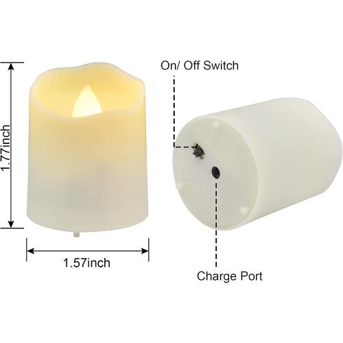 12 PCS Rechargeable Candles Flameless Tea Lights with Remote, USB LED Tealights with Timer Flickering Fake Candle, Votive Tea Light for Halloween, Holiday, Christmas, Party, Home Decorations