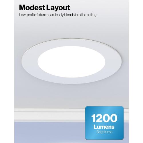 WHITE Sunco Retrofit LED Recessed Lighting 6 Inch, Can Lights for Ceiling, 1200 LM, 15W, Selectable CCT 2700K/3000K/4000K/5000K/6000K, Dimmable, Ultra Thin Flat Light Fixture UL 4 Pack.