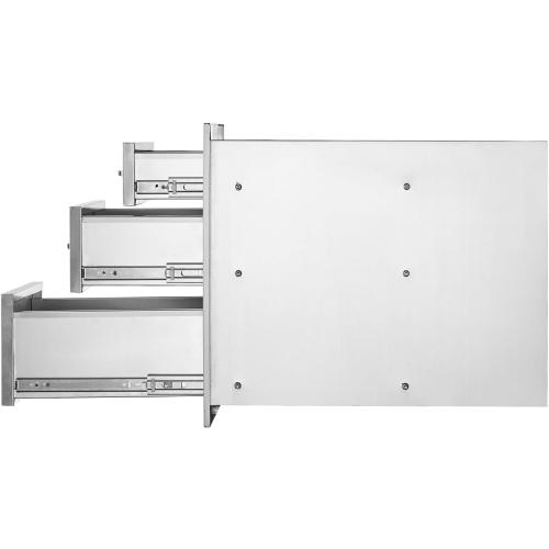 VEVOR  Outdoor Kitchen Drawers Stainless Steel, Flush Mount Triple Drawer, with Stainless Steel Handle, BBQ Drawers for Outdoor Kitchens or BBQ Island