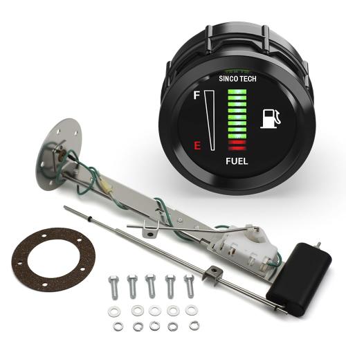 Fuel Level Gauge with Fuel Tank Sending for 4-23 Inch Depth Auto Car Motorcycle 12V Universal 2 52mm Car Meter Stainless Steel (Fuel Gauge with Sender)