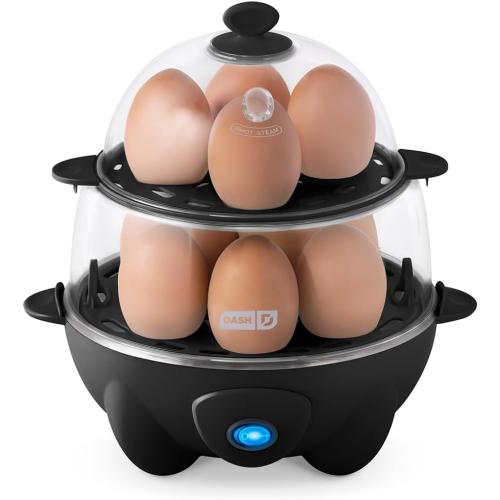 Dash Deluxe Egg Cooker - Boiler, Poacher & Steamer - Includes Measuring & Recipe Guide - Dishwasher Safe - Holds 12 Eggs, Black‼️light dirt and incomplete‼️