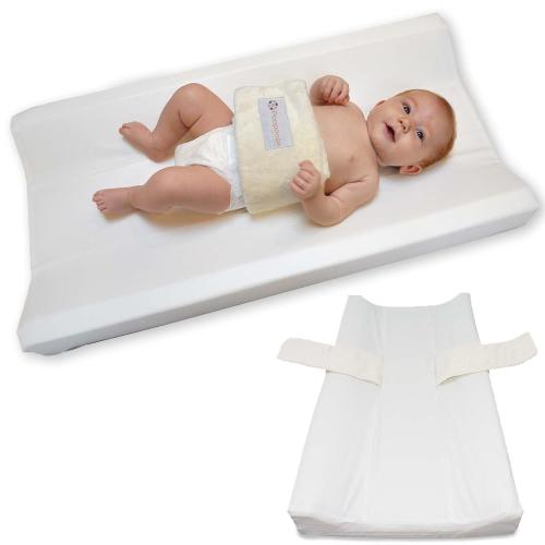 Baby Changing Pad with Secure Strap 32 x 16, Changing Diaper Mat for Table Dresser Change Station Soft, White