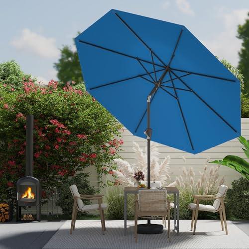 9 FT Patio Umbrella for Outdoor, Outdoor Umbrella with Push Button Tilt and Crank, Outdoor Patio Umbrellas with 8 Sturdy Ribs for Market, Garden, Deck, Backyard, Pool (Royal Blue)