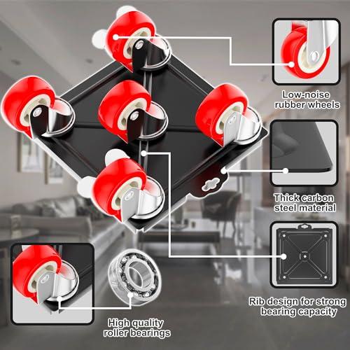 1,500 lb Capacity Furniture Dolly Set, 5.3-Inch Platforms, Red