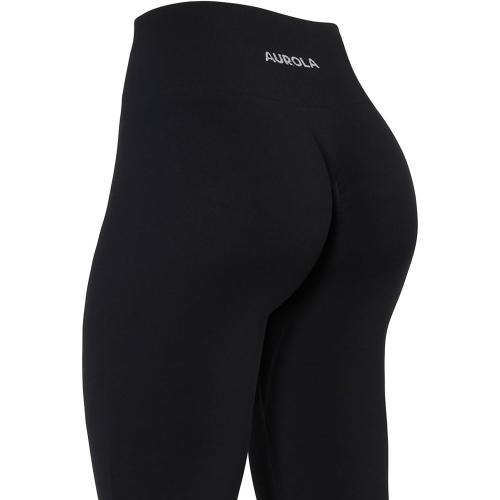 AUROLA Power Workout Leggings for Women Tummy Control Squat Proof Ribbed Thick Seamless Scrunch Active Pants