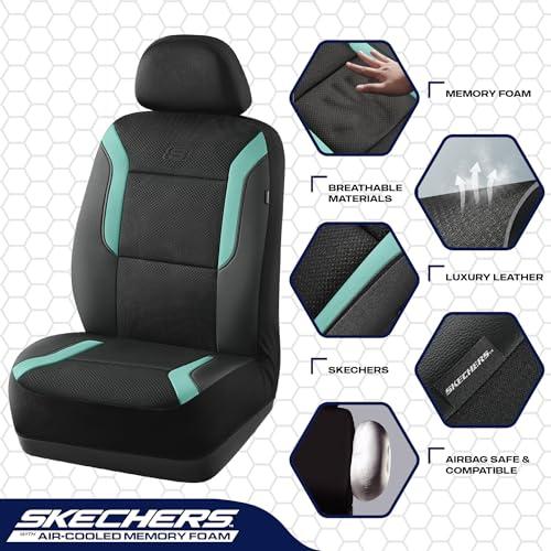 Skechers Memory Foam Car Seat Covers, Air Cool Mesh Thick Seat Covers, Car Seat Full Sets, Airbag Compatible, Automotive Comfort Protection for Most Cars,Vans,Trucks, SUVs,Green