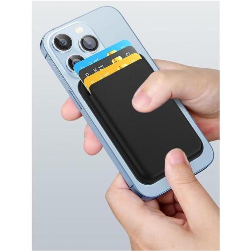 iLodn Magnetic Wallet Compatible with MagSafe for iPhone 17 16 15 14 13 12 Pro Max Air Plus Model, Mag 3 Safe Card Holder Stick on Accessories for Cell Phone & Case, Jet
