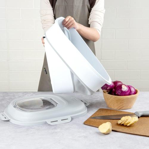 Restaurantware-17.7 x 13 x 14.8 Inch Collapsible Container, 1 Durable Storage Container - Built-In Handles, Gray Plastic Household Organizer With Handles, Collapsible, For Home Purpose And More