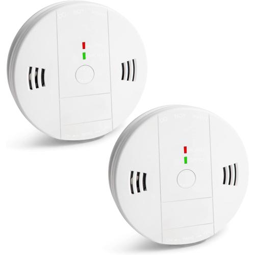 Combination Smoke and Carbon Monoxide Detector Alarm, 2-Pack Beeps Warning Smoke and CO Alarms for Basements Travel Home Office House Bedroom Living Room Car, Battery Operated, Comply with UL 217/2034