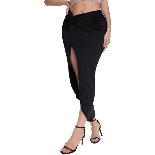 Color Black  Dance and Sway Women's  Asymmetrical Split Skirts High Waist Elegant Skirts
