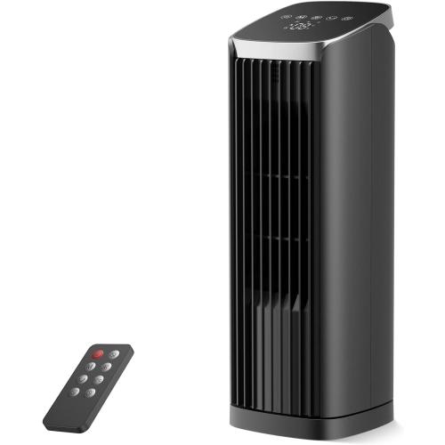 PNTCK Fan for Bedroom, 13.2 Tower Fan with Remote, 4 Modes 4 Speeds Max 24ft/s, 70° Oscillating Desk Fan, 12H Timer Portable Fans, Cooling Fans for Office, Home Black