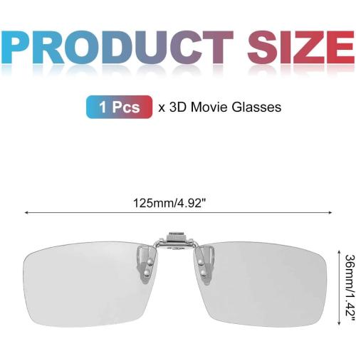 MECCANIXITY 2 Pcs Polarized Clip-on 3D Glasses, Passive Square 3D Viewing Glasses Frames for Image Maximum Movies Theater Games TV Photo Projector (Metal Clip)