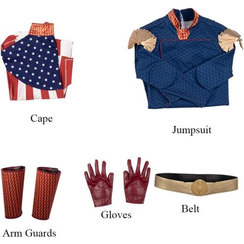 Mens Homelander Cosplay Costume, Homelander Luxury Battle Uniform Bodysuit with Cloak for Halloween Party