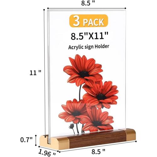 3 Pack 8.5x11 Inch Acrylic Sign Holder and 3 Pack 8.5x11 Inch Acrylic Double-Side Sign Holder