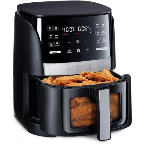 Gourmias 6 Qt Digital Window Air Fryer With 12 Presets, Guided Cooking, Touch Controls & Viewing Window – Oil-Free Frying, Easy Clean, Black ‼️has stains and possible missing items‼️