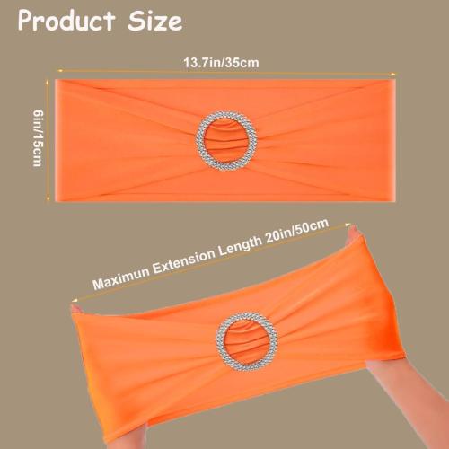 25PACk.....Albassa Chair Sashes Spandex Stretch Chair Bows with Buckle Slider for Wedding Party Decorations (Orange, 25PCS)