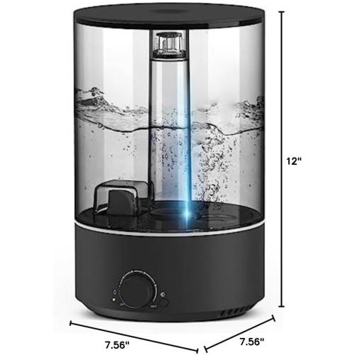 Acare Humidifier for Bedroom Large Room, 5L Top Fill Cool Mist Humidifier for Baby Home Plant, Air Ultrasonic Humidifiers for Whole House, 40H Work Time (Black)