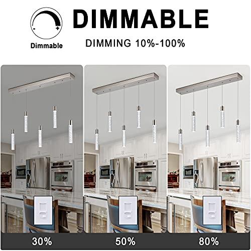 5-Light Pendant Ceiling Light Fixture for Kitchen Island, Modern Pendant Lighting for Kitchen Island,Integrated Dimmable Led Hanging Light with Crystal 40W,6000k for Kitchen…