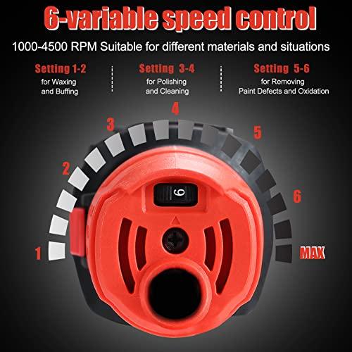 AOBEN Car Buffer Polisher,6 inch Dual Action Polisher,Random Buffer Polisher kit with 6 Variable Speed 1000-4500rpm,Detachable Handle,4 Buffing Pads for Car Detailing Polishing and Waxing