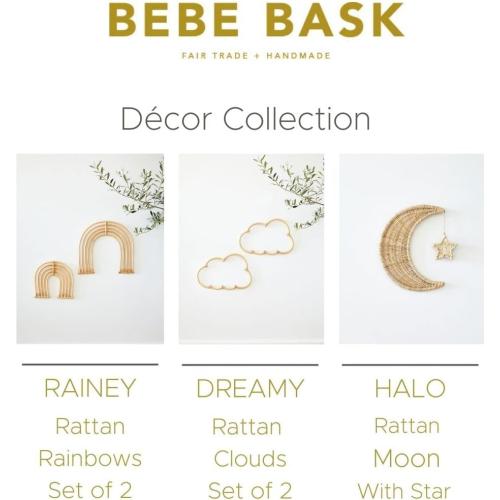 BEBE BASK Rattan Rainbow Nursery Decor Set of 2 - Handmade - Rainbow Decor for Girls Room - Wall Decorations