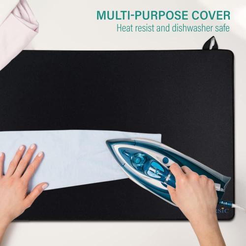 Larsic Stove Cover - Protects Electric Stove Washer Dryer Top. Anti-Slip Coating Waterproof Stove Gap Foldable Prevent Scratching, Expands Usable Space (36X21, Black)