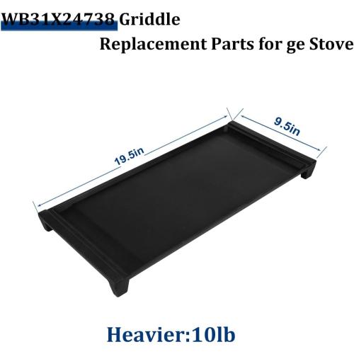UPGRADED WB31X24738 Griddle Replacement Parts for ge Stove,Replace WB31X24998 Griddle,WB31X24998 Plate for ge Gas Stove Top Parts,Free Standing Range Center Burner Heavy Duty Cast Iron