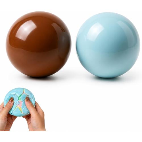 2 PCS Wax Cracking Squishy, Crunchy Stress Ball with Satisfying Crackling Sound for Stress Relief, Desk Display and Sensory Relaxation, in Chocolate Brown and Macaron Colors