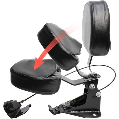 H RUO Adjustable Rider Backrest with Pad for Harley Touring Road King Street Glide FLHR FLHX 2009-2025 2024 2023 2022 2021