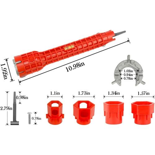 14 in 1 Faucet and Sink Installer,Faucet and Sink Wrench,Multifunctional Sink Wrench,Suitable for Installing Pipes under Bathrooms,Toilets,Kitchens,and Sinks（Red）