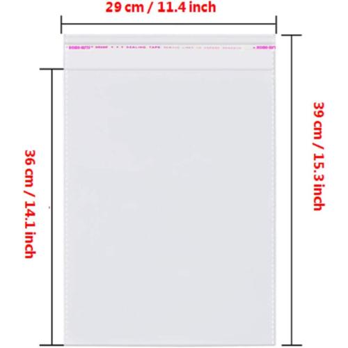 200 Pcs Size  11 x 14 Self Seal Clear Cellophane Bags Resealable Plastic Apparel Bags Perfect for Packaging Clothing, T-Shirt, Brochure, Prints, Handicraft Gift
