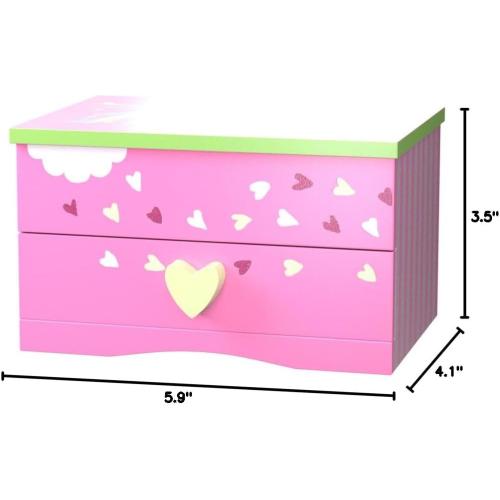 Pink Amitié Lane Unicorn Musical Jewelry Box for Girls - Unicorns Gifts For Girls - Music Box For 5 Year Old Birthday Gifts or Ages 6, 7, 8, Kids Jewelry Box, Unicorn Bedroom Decor For Little Girl (Pink)