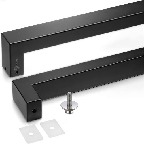 TOGU TG-R3825 900mm/36 inches Solid Standoffs Heavy-Duty SUS 304 Square/Rectangle Shape Stainless Steel Push Pull Door Handle/Barn Door Pull Handle/Glass Pulls, Matte Black Finish