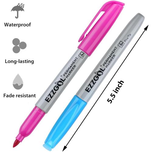 Permanent Markers Bulk, Permanent Marker Bulk Pack of 72, 12 Assorted Colors, Fine Point Permanent Markers For Kids and Adult Coloring as Office, School Supplies