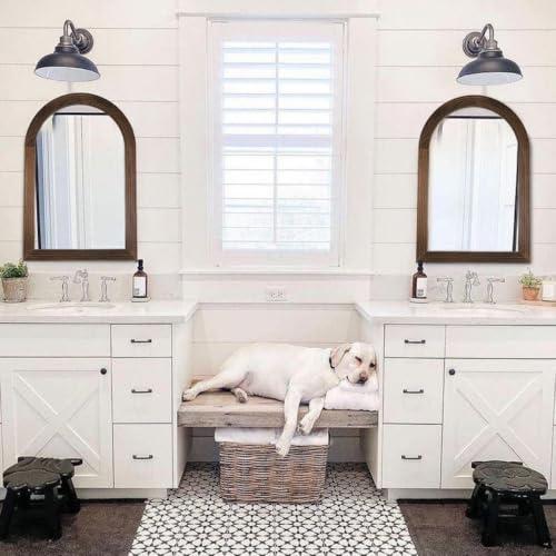 Arched Mirror, Farmhouse Decor Solid Wood Frame Wall Mirror, Bathroom Mirrors, Large Vintage Mirror for Bathroom, Living Room,Bedroom, Entryway, Hallway,Foyer (Coffee, 20inch*30inch)
