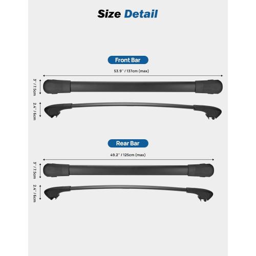JOYTUTUS Lockable Roof Rack Cross Bars Compatible with Hyundai Palisade SE SEL XRT Limited Calligraphy 2019-2025 with Rails, Aluminum Crossbar for Cargo Bag Kayak Bike Skiboard Luggage Rack