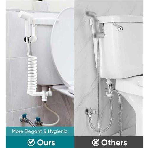 Handheld Bidet Sprayer Kit for Toilet, for Feminine Wash, Bidet Faucet Cloth Diaper, Baby Wash, Pet Wash or Toilet Cleaning, with Spring Type Bidet Hose (White)