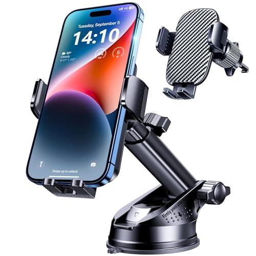 GUWEZ Phone Holders for Your Car [Military Grade Suction Ultra Strong Base] Cell Phone Car Holder 3 in 1 Dashboard/Windshield/Air Vent Hands-Free for Video Installation Kit iPhone Android