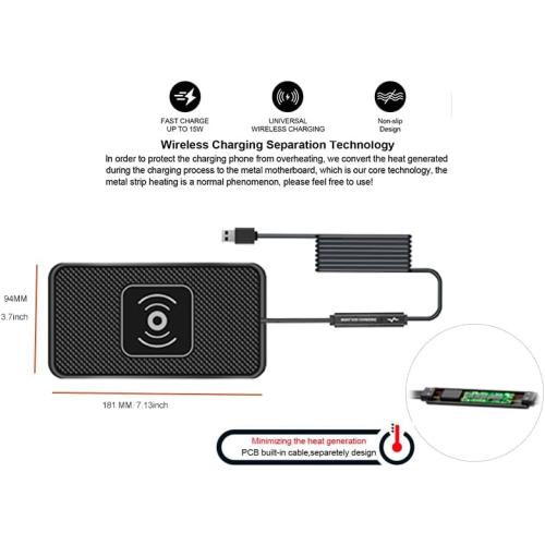 POLMXS Wireless Charger Car Charging pad 15W Fast Wireless Phone Charger Cell Phone Flat Charging mat Compatible with iPhone 11/12/12/14/15 Galaxy S21/S22/S23/24 NOTE10(C3Y)