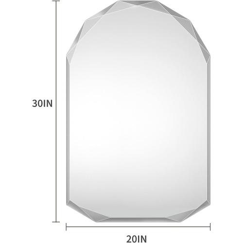 Suidia Bathroom Mirror, 20x 30 Wall Mirror, Frameless Bathroom Mirror with Beveled Edge for Bedroom, Living Room, Entryway, Hallway, Arched Shape