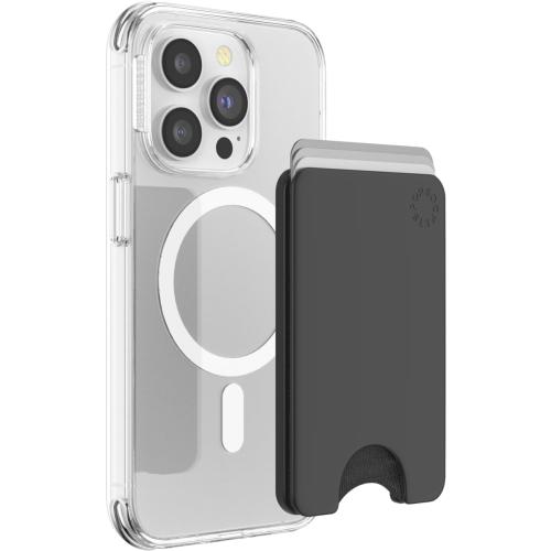 PopSockets Minimalist Slim Phone Wallet, Phone Card Holder, Wireless Charging Compatible, Wallet Without Grip Compatible with MagSafe - Black