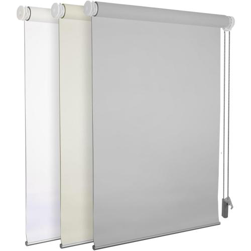 No Drill No Tools 100% Blackout Roller Shade | UV Protection | Easy-Care Fabric | Roller Blind for Windows & Doors | Pull Down Window Shade - Grey (44.5 W x 75 H)